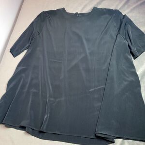 Designer Classics Shirt Womens Size Medium Long Sanded Silk Black Single Stitch